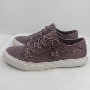 Blowfish Malibu Womens 8/8.5 Martina Faded Burgundy Distressed Canvas Sneakers